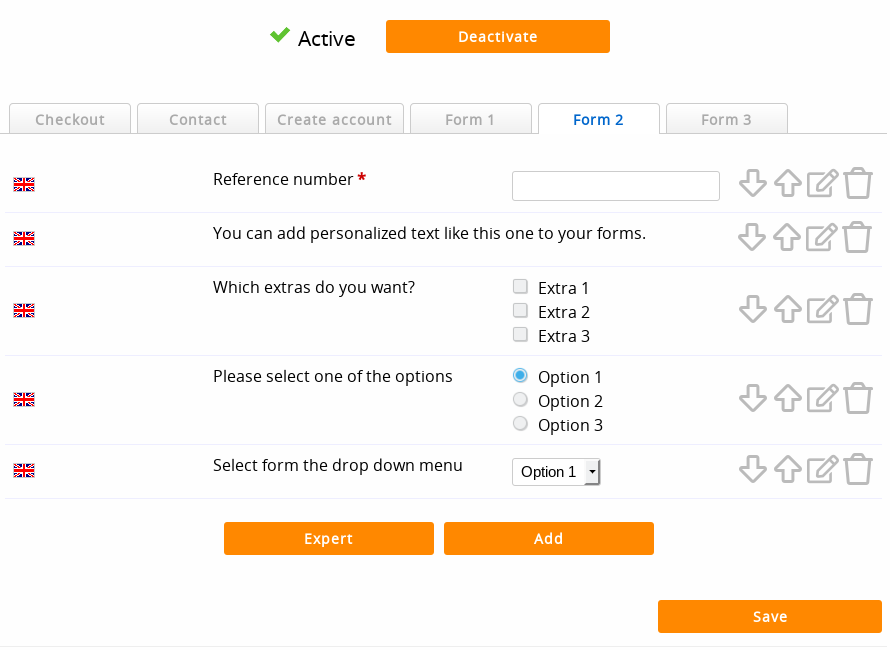 Form fields management